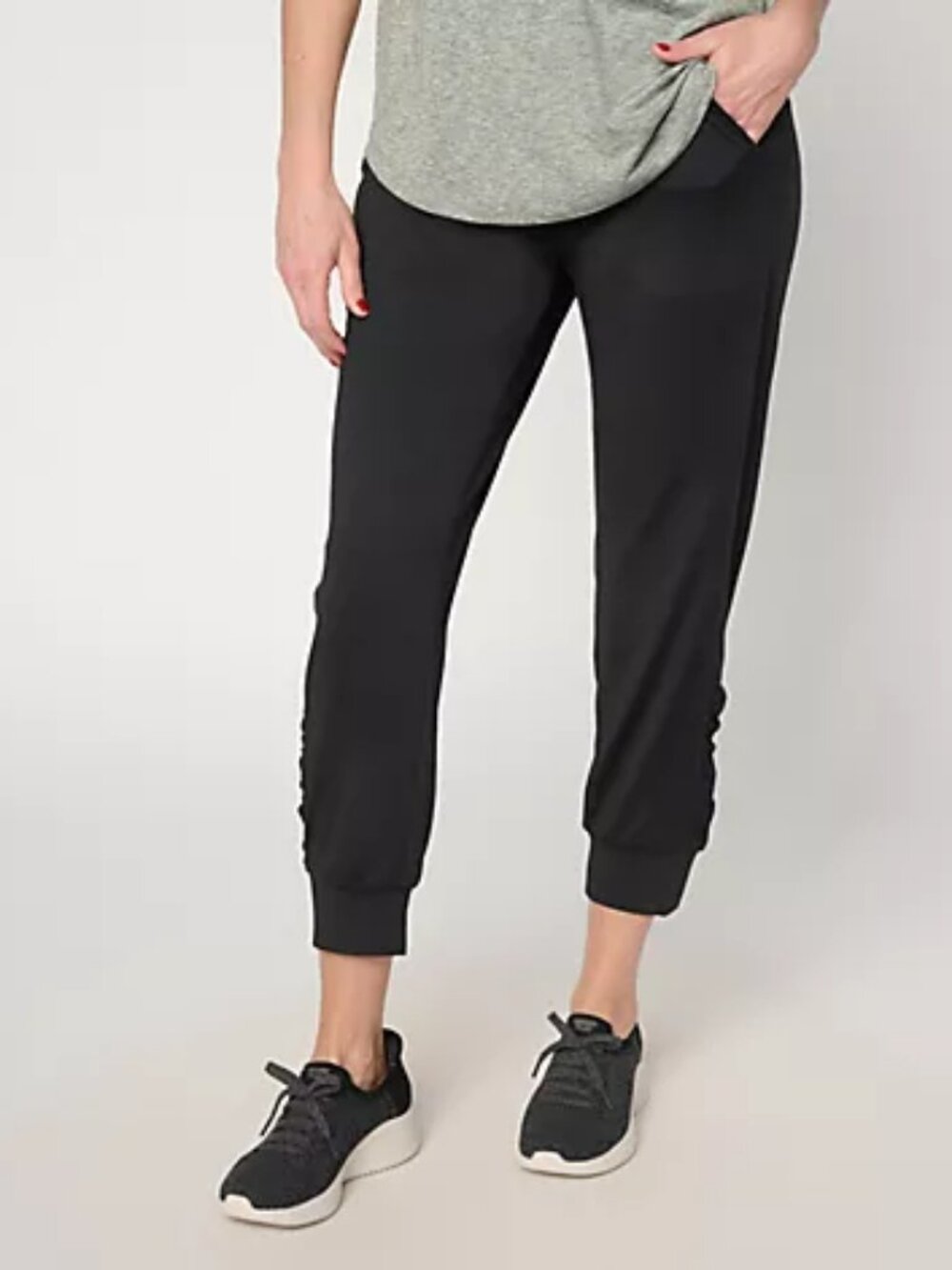 Denim & Co. Active Regular Cool to the Touch Ruched Joggers, Blk Sz M a716957